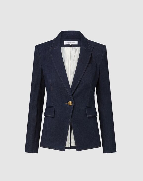 Veronica Beard Jackets & Blazers - Veronica Beard Miller Denim Single-Breasted Dickey Jacket